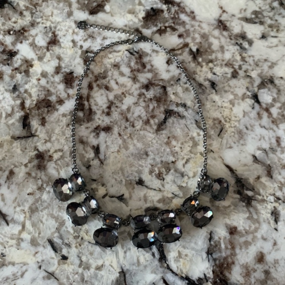 VINTAGE SMOKEY QUARTZ AND BLACK STEEL NECKLACE